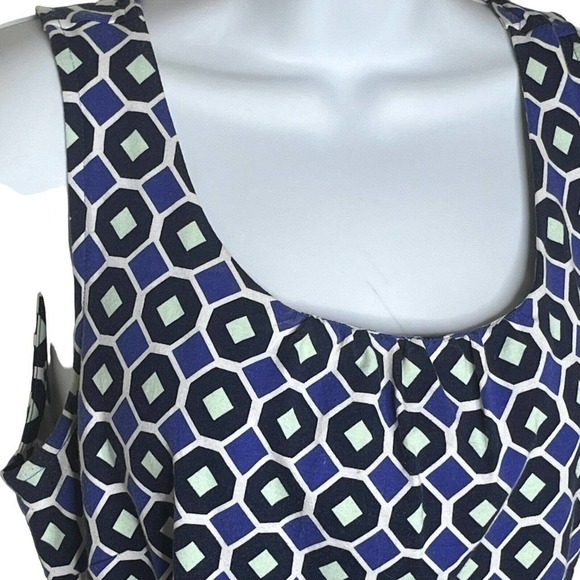 Talbots  A-Line Dress Women's Size M Stretch Knit Belted Geo Print Navy Purple - Picture 4 of 8